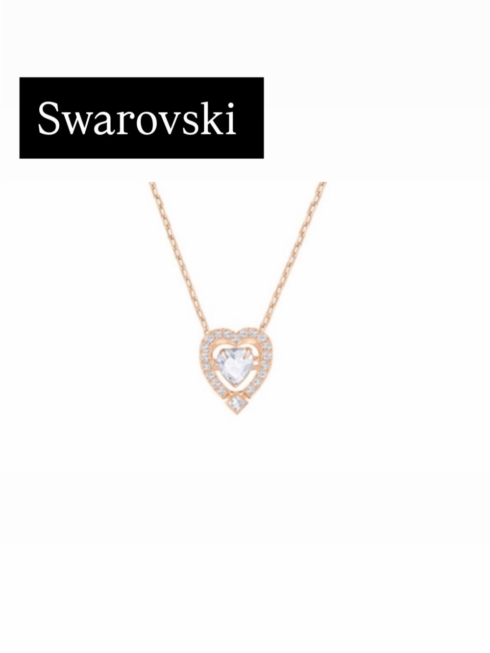 Swarovski Sparkling Dance heart Rise Gold Necklace NWT